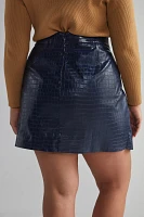 Asymmetrical Faux Leather Mini Skirt