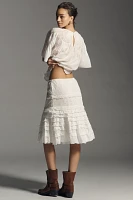 Anna Sui Embroidered Ruffle Skirt