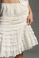 Anna Sui Embroidered Ruffle Skirt