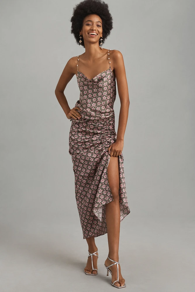 Bishop + Young Satin Ruched Maxi Skirt