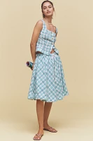 Maeve Drawstring A-Line Cotton Midi Skirt