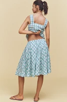 Maeve Drawstring A-Line Cotton Midi Skirt
