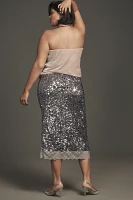 By Anthropologie Sequin Lace Midi Skirt