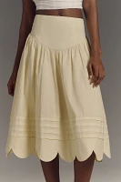 Maeve Basque-Waist Scallop-Hem Full Midi Skirt