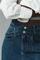 Pilcro Double Waist Denim Mini Skirt