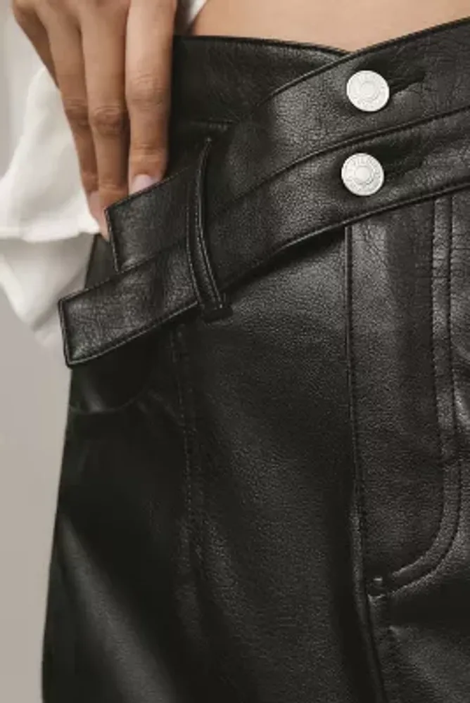 Pilcro Faux Leather Double-Strap Midi Skirt