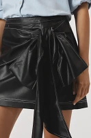 Pilcro Faux-Leather Bow Mini Skirt