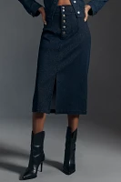 Pilcro Sparkle Denim Midi Pencil Skirt