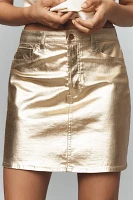 Joe's Jeans The Cara Metallic Coated Denim A-Line Mini Skirt