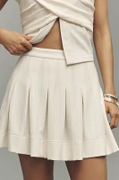 Blue Tassel Pleated Knit Mini Skirt
