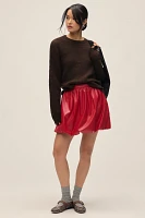 Sunday Brooklyn Faux-Leather Bubble Mini Skirt