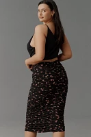 AFRM Plus Noha Strapless Mesh Ruched Midi Skirt