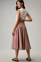 Maeve Drop-Waist Wrap Midi Skirt