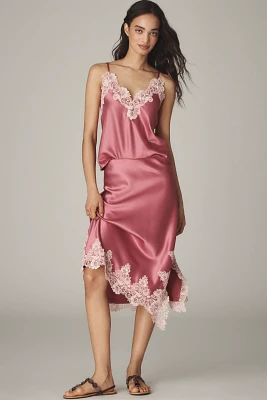 By Anthropologie Lace-Trim Bias-Cut Slip Midi Skirt