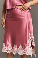 By Anthropologie Lace-Trim Bias-Cut Slip Midi Skirt
