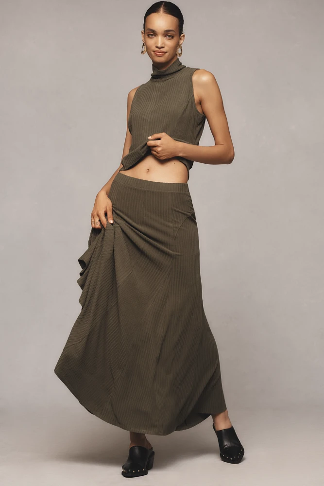 By Anthropologie Ribbed Knit Maxi Skirt