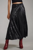 By Anthropologie Metallic Pleated Midi Skirt