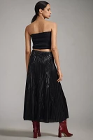 By Anthropologie Metallic Pleated Midi Skirt