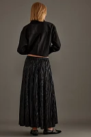 By Anthropologie Metallic Pleated Midi Skirt