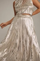 By Anthropologie Metallic Pleated Midi Skirt