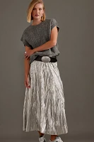 By Anthropologie Metallic Pleated Midi Skirt