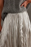 By Anthropologie Metallic Pleated Midi Skirt