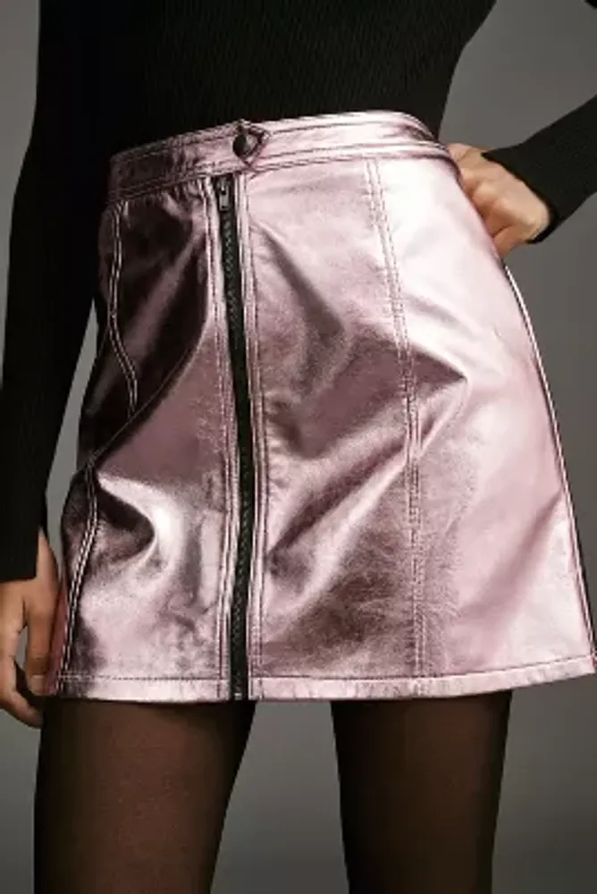 4SI3NNA Metallic Moto Mini Skirt