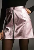 4SI3NNA Metallic Moto Mini Skirt