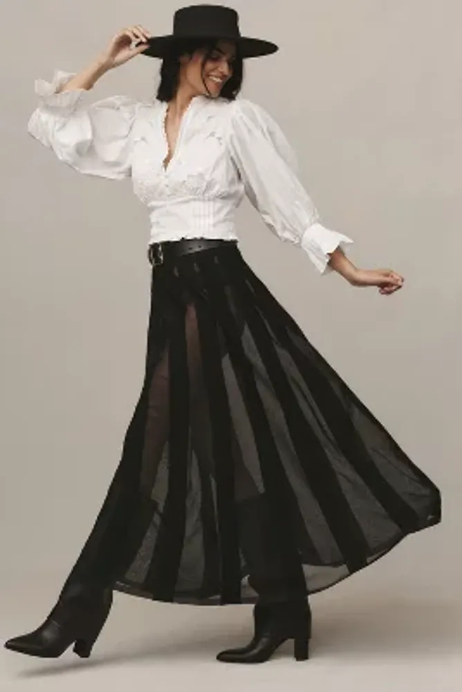 By Anthropologie Sheer Pleated Maxi Skirt