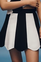 Maeve Striped Scalloped Hem Knit Mini Skirt