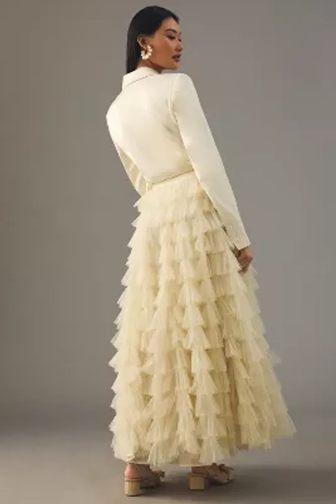Not So Serious by Pallavi Mohan Tiered Tulle Maxi Skirt