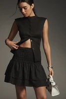 Glamorous Linen Blend Smocked Mini Skirt