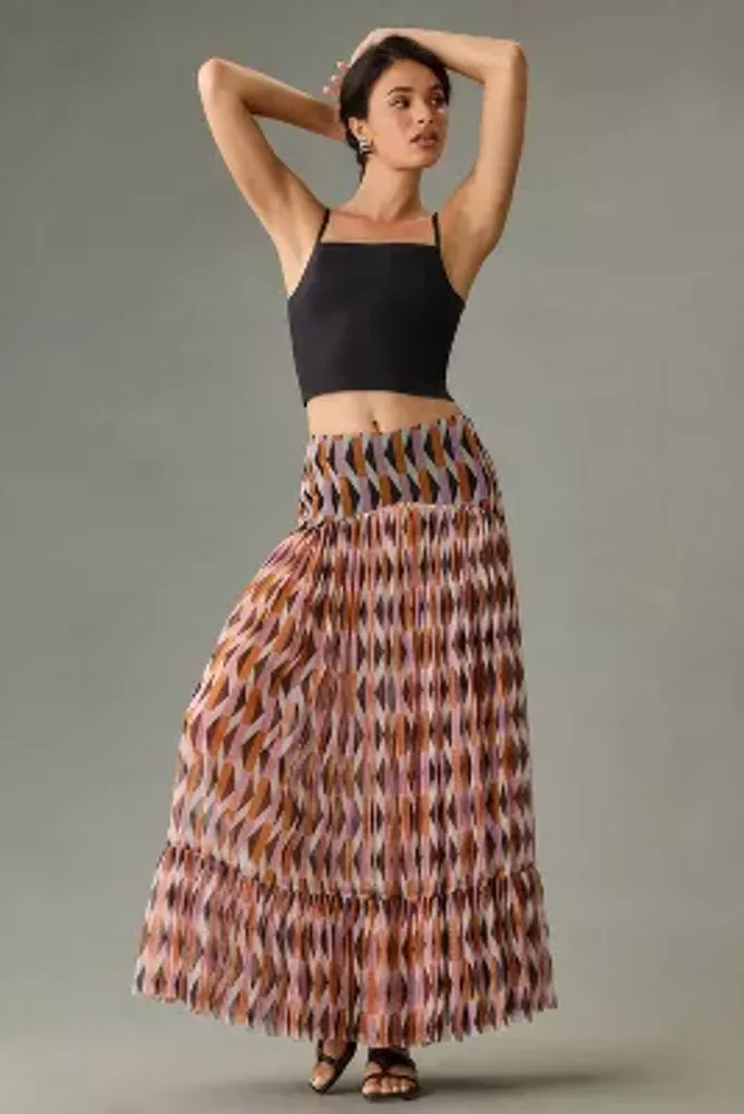 Tiered Light Flounce Maxi Skirt