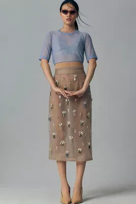 Geisha Designs Sheer Embellished Skirt