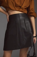 Maeve Faux Leather A-Line Mini Skirt