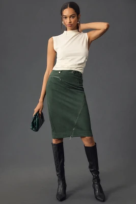 Maeve Slim Slit Moto Midi Skirt