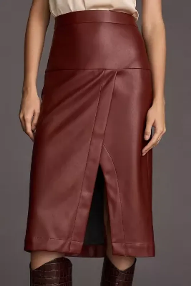 By Anthropologie Faux Leather Toledo Skirt