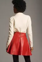 Maeve Faux Leather Circle Mini Skirt