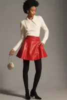 Maeve Faux Leather Circle Mini Skirt