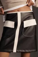 Maeve Colorblock Faux Leather Mini Skirt