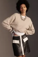 Maeve Colorblock Faux Leather Mini Skirt