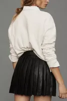 Maeve Faux Leather Pleated Mini Skirt
