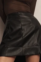 By Anthropologie Faux-Leather Structured Mini Skirt