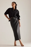 By Anthropologie Belted Faux-Leather Skirt