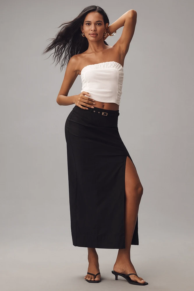 By Anthropologie Side-Slit Column Midi Skirt