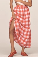 English Factory Gingham Tiered Midi Skirt