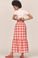 English Factory Gingham Tiered Midi Skirt