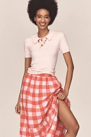 English Factory Gingham Tiered Midi Skirt