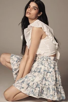 English Factory Belted Floral Tiered Mini Skirt