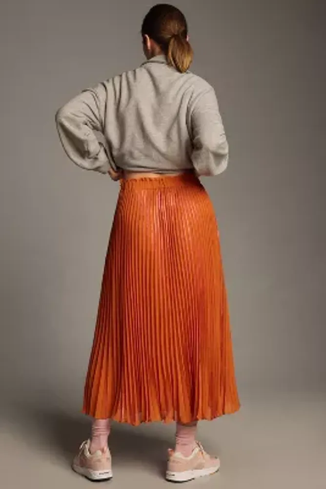 By Anthropologie Neon Pleated Midi Skirt